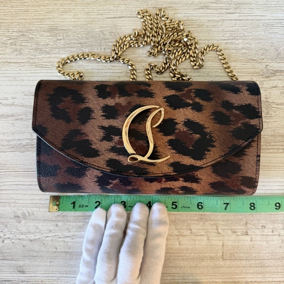 New Christian Louboutin Loubi54 Animal print mini bag wallet with chain - Picture 10 of 15